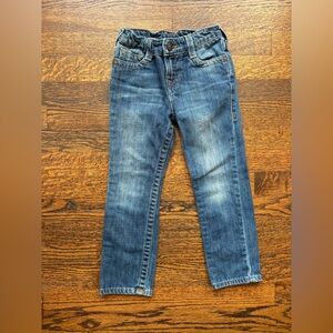 True Religion Straight Jeans with Adjustable Waist in Dark Wash. Size 5.
